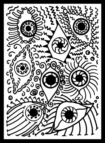 Psychedelic Pattern with Eyes Coloring page