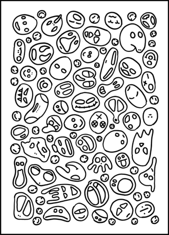 Psychedelic Pattern with Smiles Coloring page