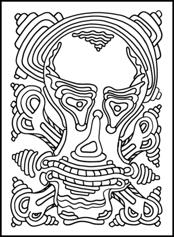 Psychedelic Pattern with Skull Coloring page