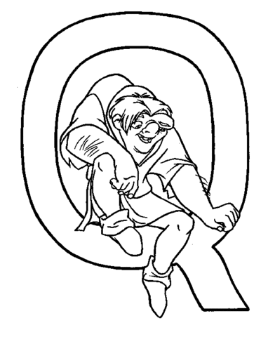 Letter Q  is for Quasimodo Coloring page