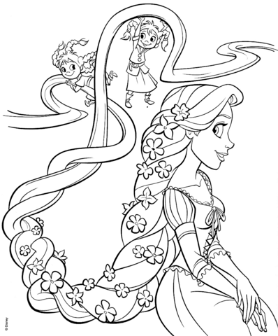 Rapunzel and Four Sisters Coloring page