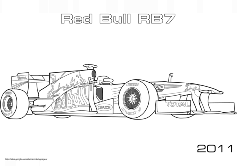 Red Bull Rb7 Formula 1 Racing Car Coloring page