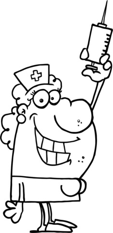 Registered Nurse with Syringe Coloring page