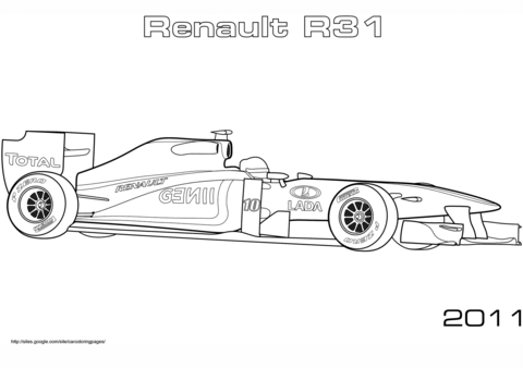 Renault R31 Formula 1 Car Coloring page