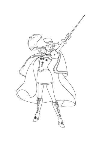 Renne Raises Her Sword Up High Coloring page