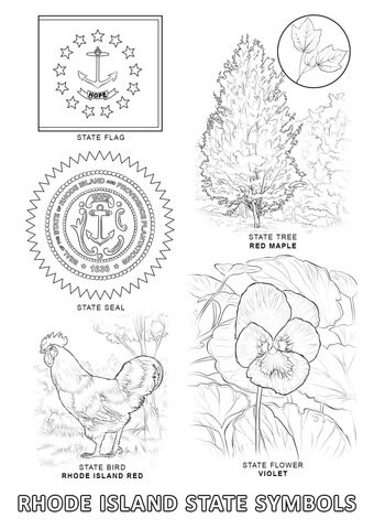 Rhode Island State Symbols Coloring page