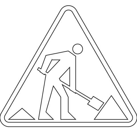 Roadworks Ahead A-14 Coloring page