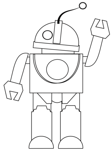 Robot Says Hi! Coloring page