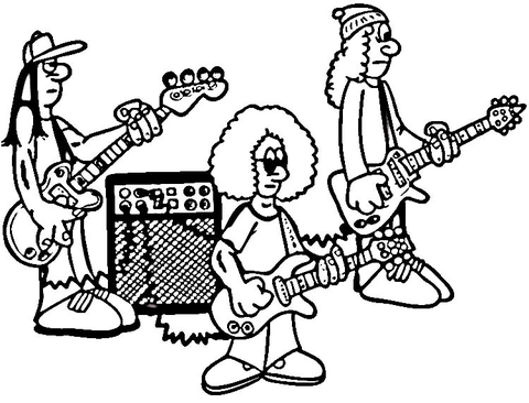 Rock Band on Rehearsal  Coloring page