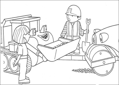 Roley And Scoop Help Bob To Repair The Road  Coloring page