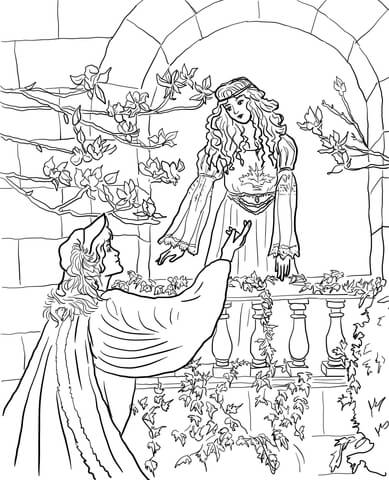 Romeo Say to Juliet on the Balcony Coloring page