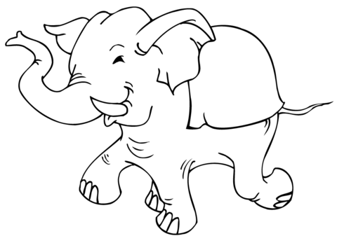 Running Elephant Coloring page