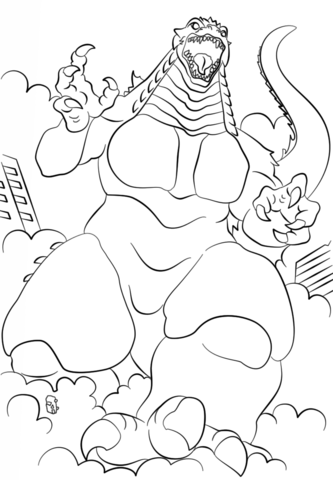 Running Godzilla Coloring page