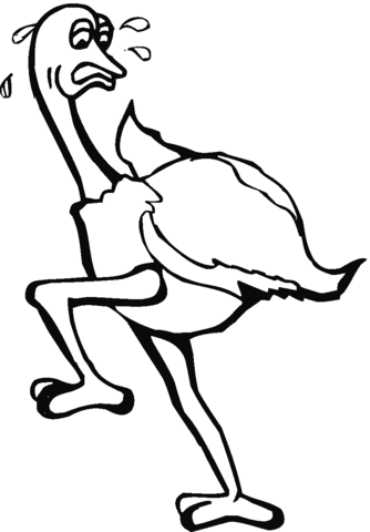 Cartoon Ostrich Runs Coloring page