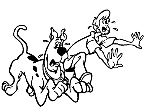 Scooby Doo and Shaggy are running   Coloring page