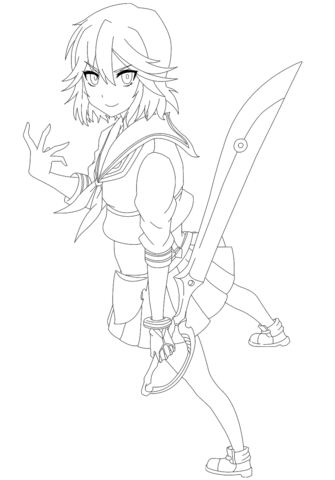 Ryuko Matoi from Kill La Kill Manga Coloring page