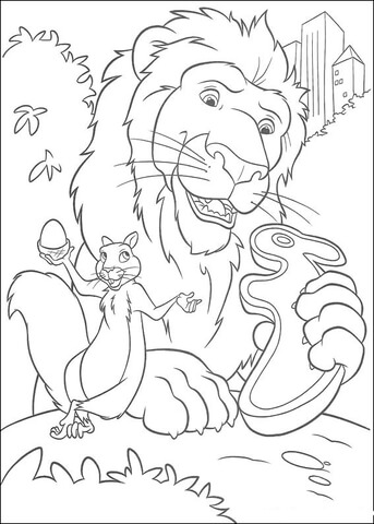 Samson The Lion And Benny The Squirrel  Coloring page