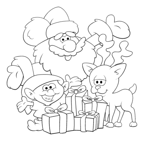 Santa and the child  Coloring page