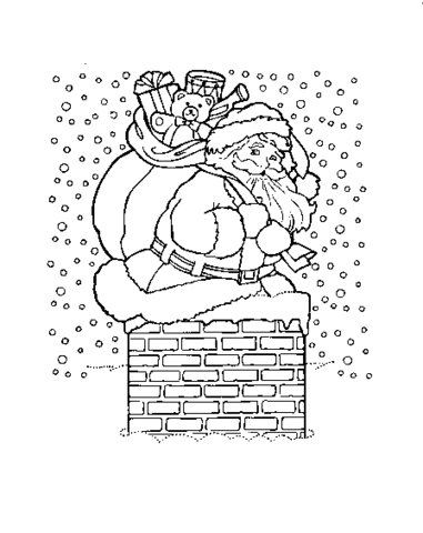 Santa in the smockstack  Coloring page