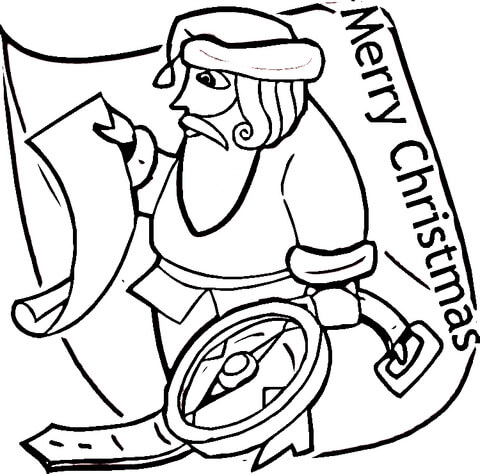 Santa With Compass  Coloring page
