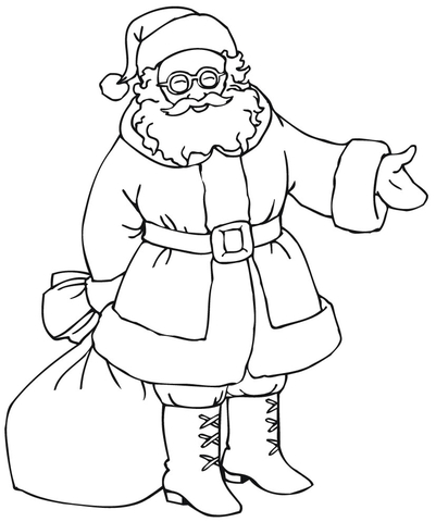 Santa with Gift Bag  Coloring page