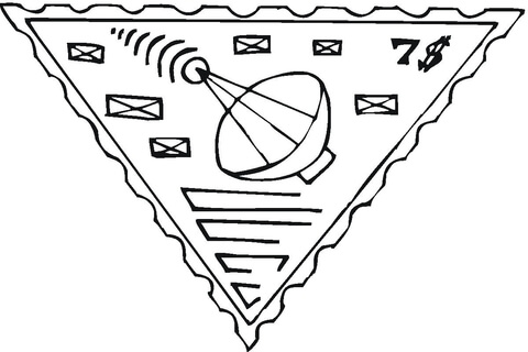 Radio telescope Postage Stamp Coloring page