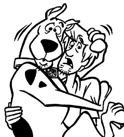 Scooby Doo and Shaggy are scared  Coloring page