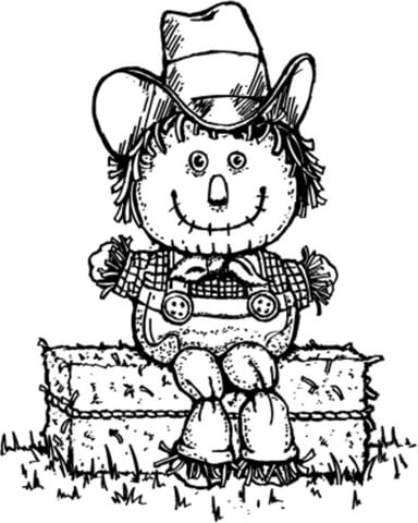 Scarecrow Hay-Man in Old Clothes Coloring page