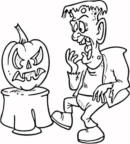 Scared Frankenstein Coloring page