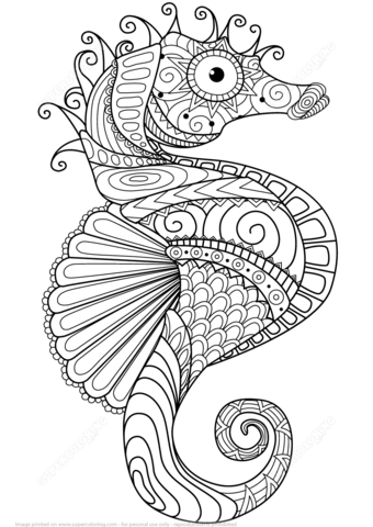 Sea Horse Zentangle Coloring page