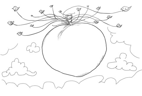 Seagulls Carrying James and the Giant Peach Coloring page