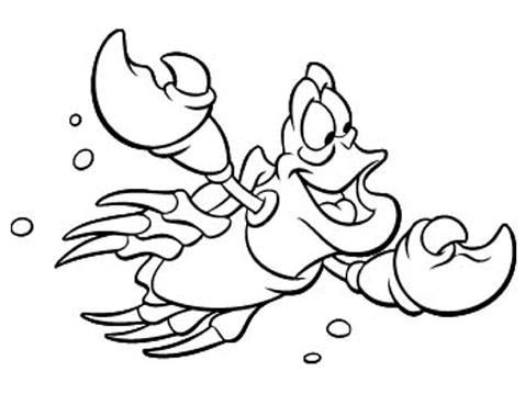 Smiling Sebastian Crab  Coloring page