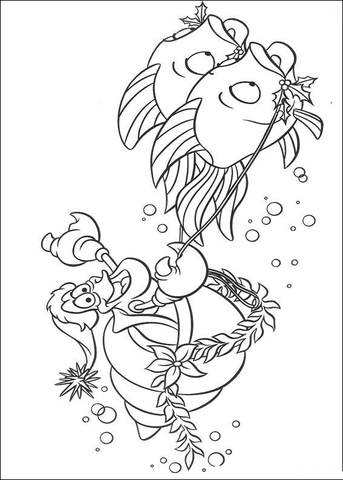 Sebastian Is Riding Fishes  Coloring page