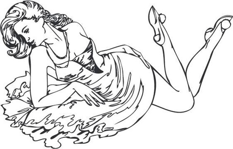 Seductive Girl in a Dress Coloring page