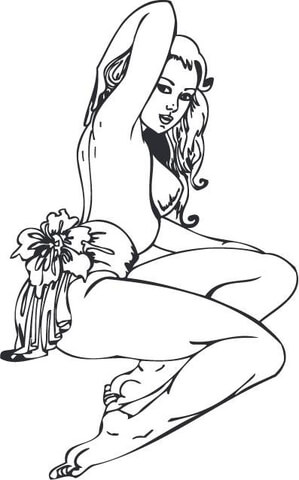 Sexy Hawaiian Girl Coloring page