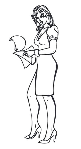 Sexy Teacher with Papers Coloring page