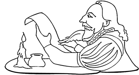 Shakespeare Is Writing  A Play  Coloring page