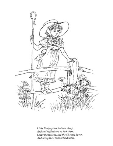 Little Bo Peep has lost her sheep Coloring page