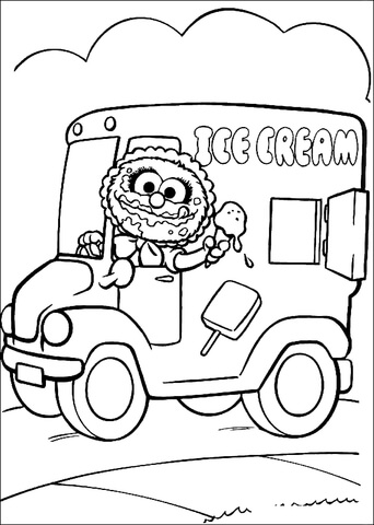 Baby Animal drives Ice Cream Van Coloring page