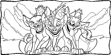 Hyena Trio Coloring page