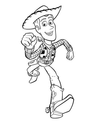 Sheriff Woody Is Running  Coloring page