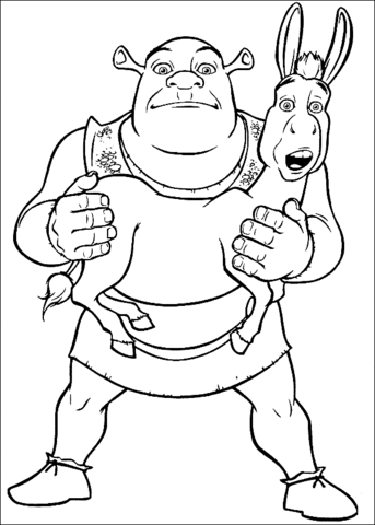 Shrek and Donkey Coloring page