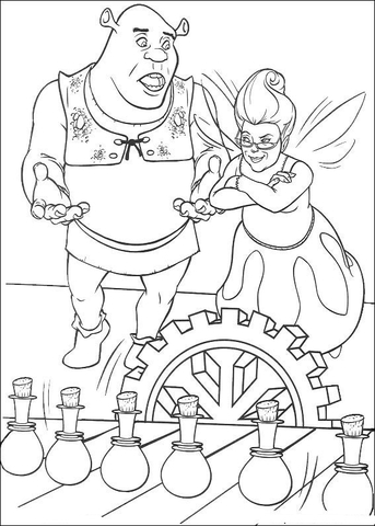 Shrek And Fairy Godmother Coloring page