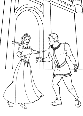 Fiona and Shrek human Coloring page