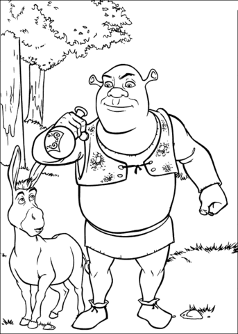 Shrek drinks the potion Coloring page