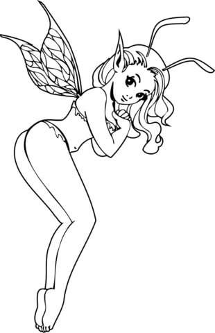 Shy Pin-up Elf Girl Coloring page