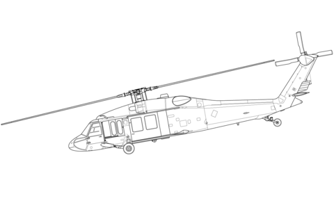 Black Hawk Helicopter Coloring page