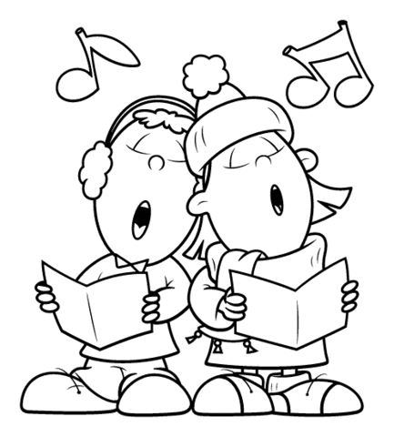 Girls singing a song together  Coloring page