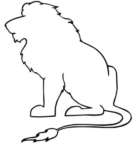 Sitting Lion Outline Coloring page