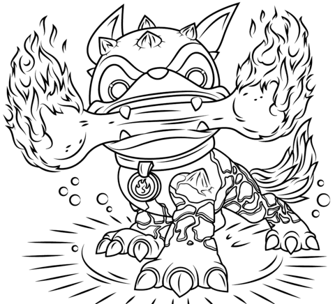 Skylanders Fire Bone Hot Dog Coloring page